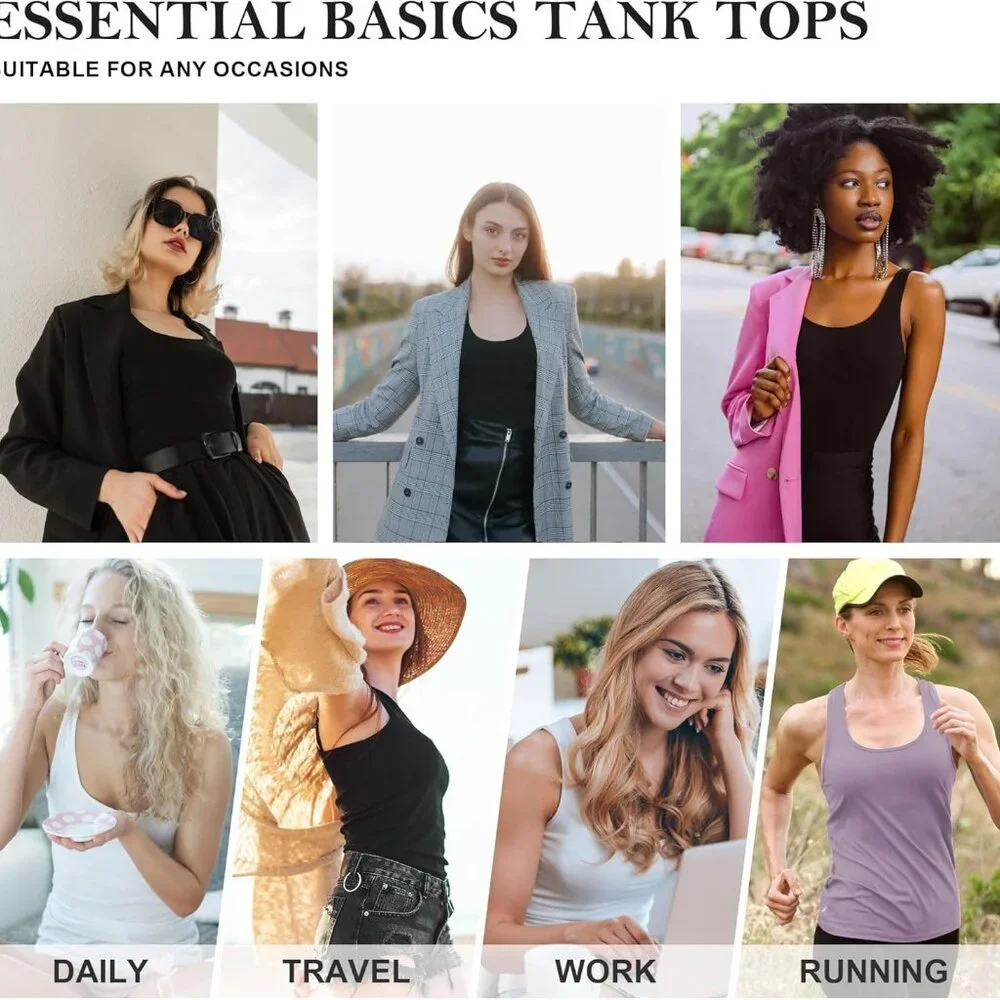 Comfortable & Stylish 5 Piece Tank Tops Set for Women - Scoop Neck Essentials - Picture 5 of 6